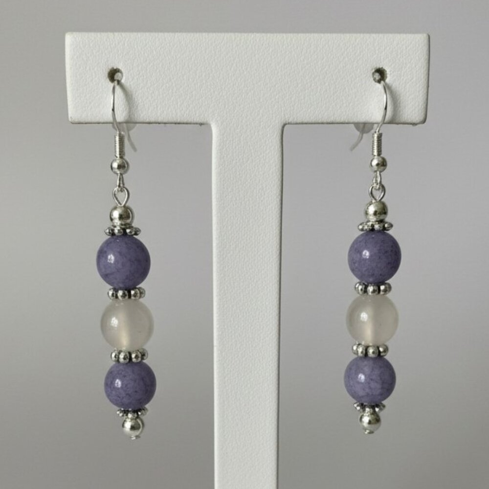 Aquamarine Agate Gemstone Pierced Earrings Handmade